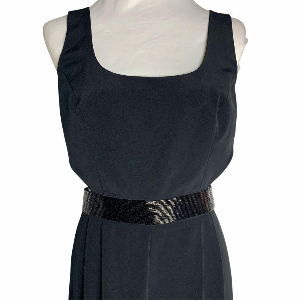 Vintage Cache Beaded Jumpsuit 10 Black Sleeveless
